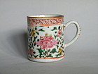Rare Early 18th Cent Famille Rose Coffee Can, Yongzheng