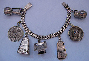 Mexican Sterling Charm Bracelet, Castelan (item #1101119)