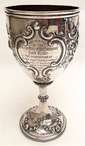 English sterling silver presentation goblet - 2nd Monmouth Rifle Co ...